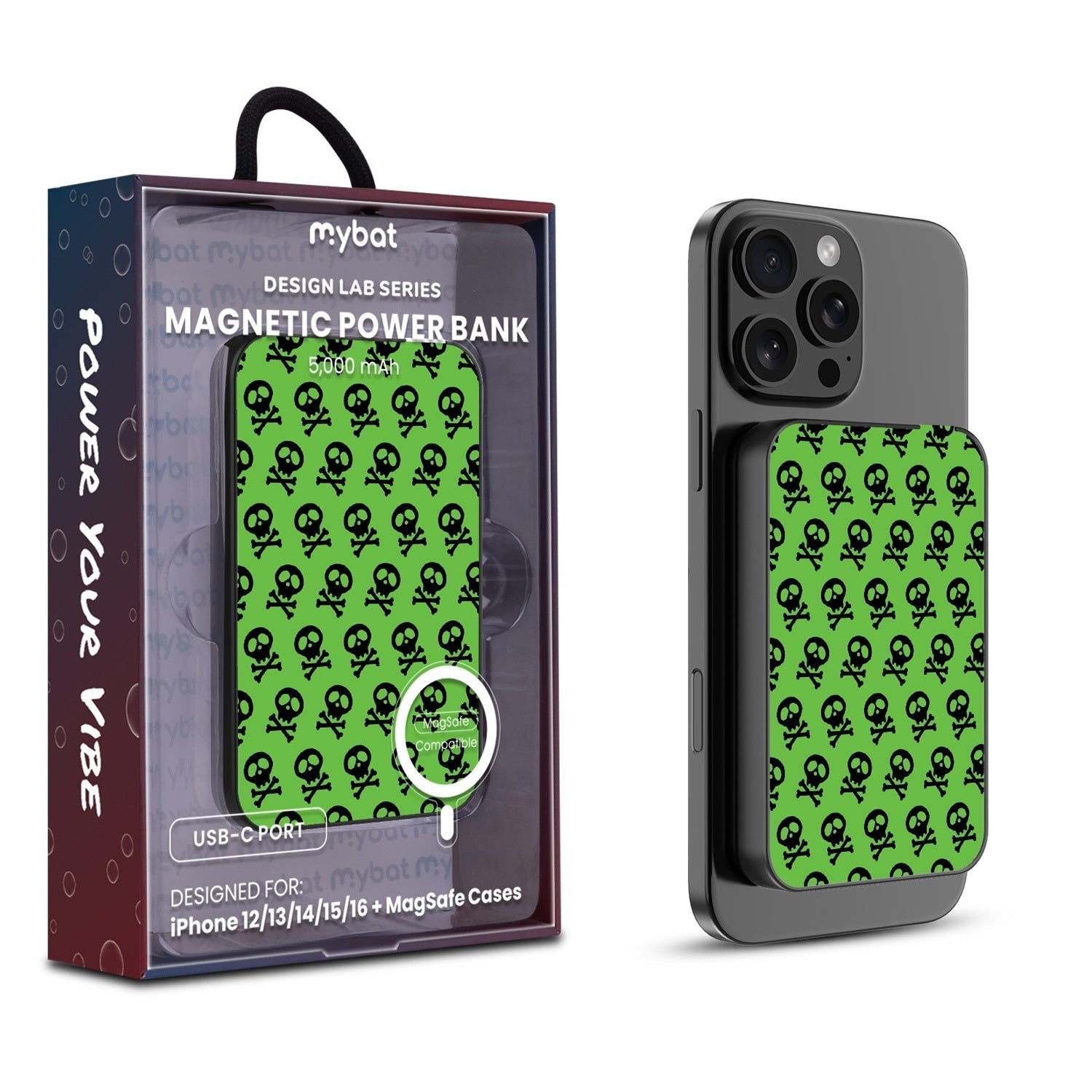 MyBat Design Lab 5000mAh Magnetic Wireless Power Bank - Black - Toxic