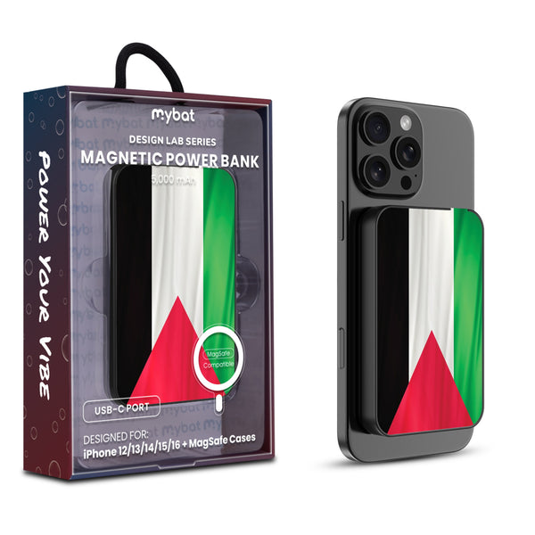 MyBat Design Lab 5000mAh Magnetic Wireless Power Bank - Black - Palestine Flag - MPBBAT131-BK-306-1.jpg