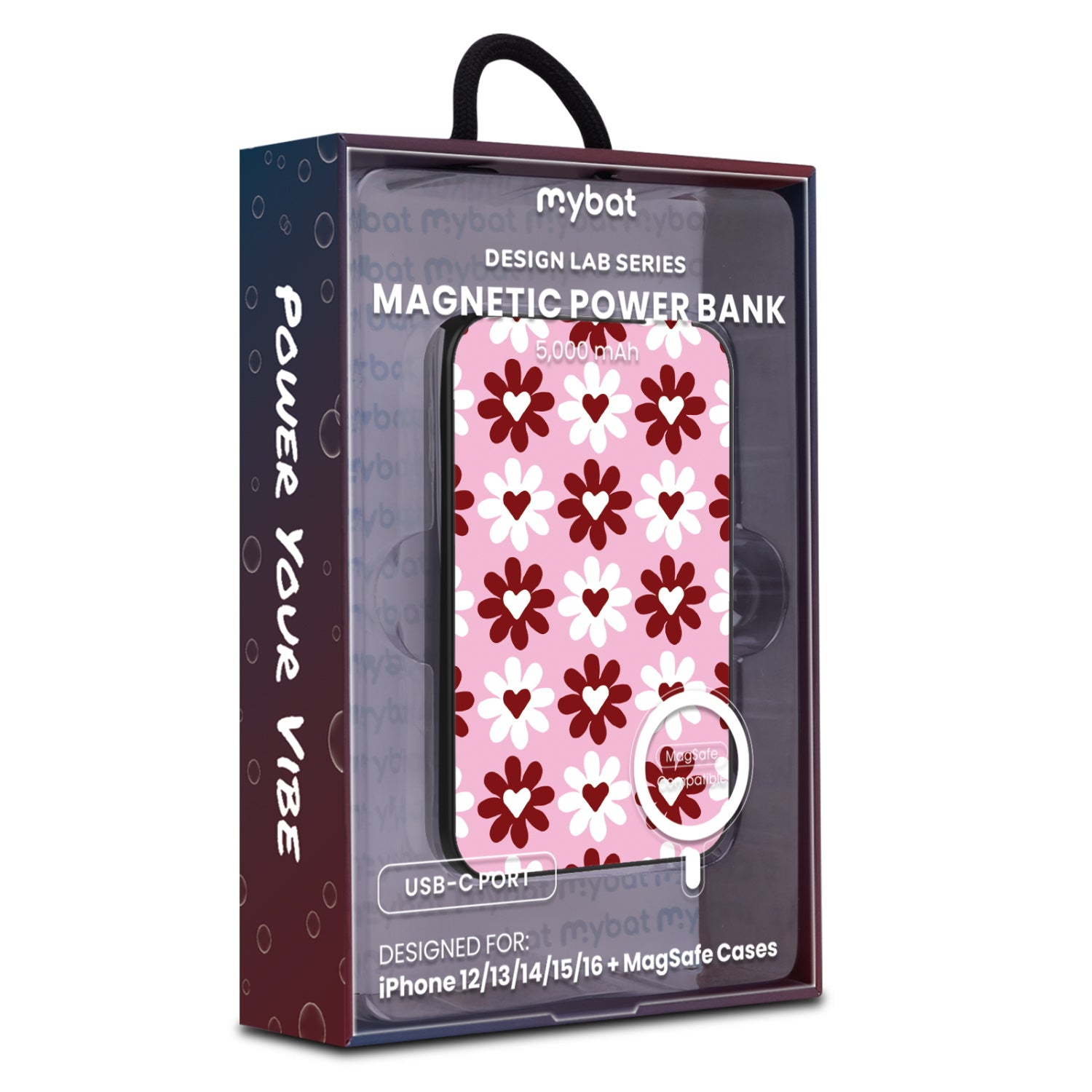MyBat Design Lab 5000mAh Magnetic Wireless Power Bank - Black - Love in Bloom