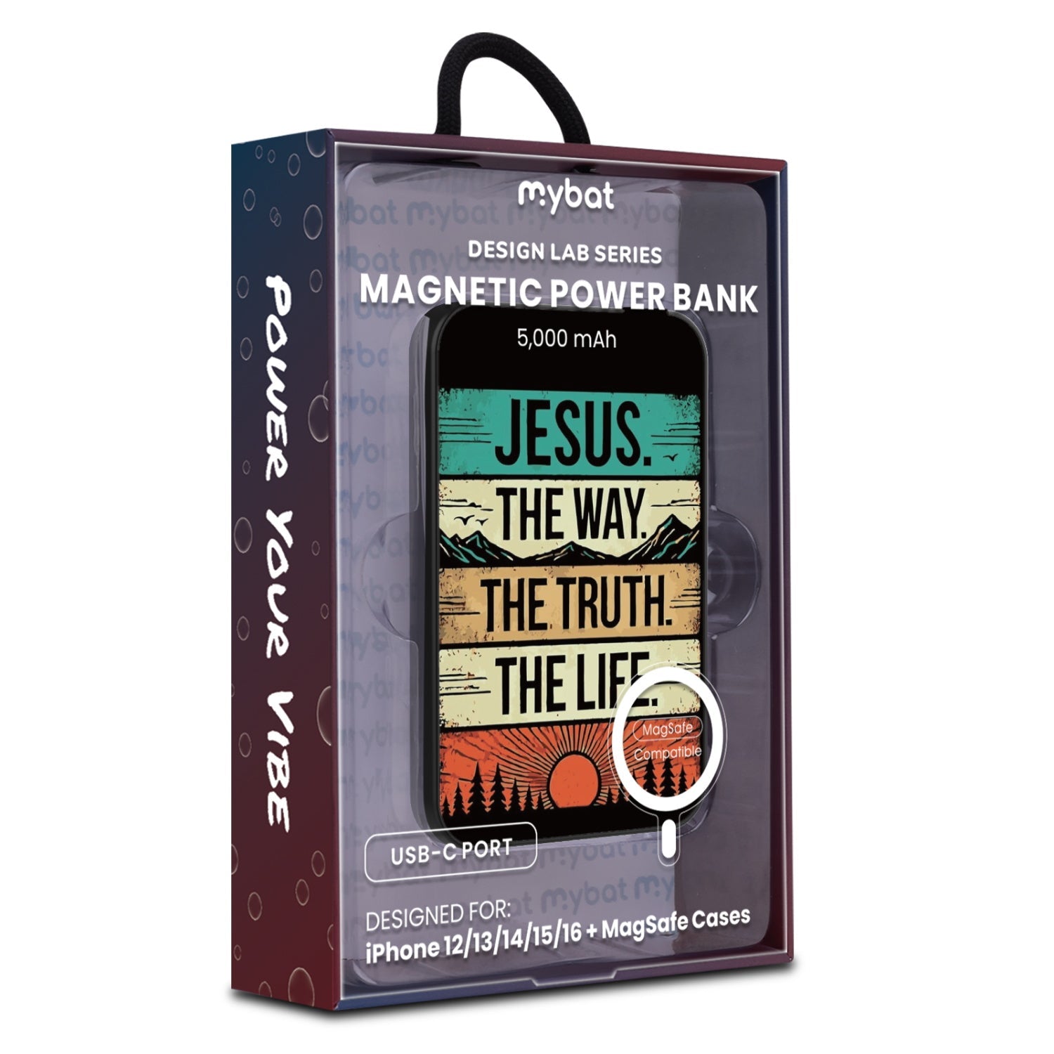 MyBat Design Lab 5000mAh Magnetic Wireless Power Bank - Black - Jesus