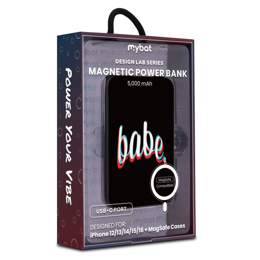 MyBat Design Lab 5000mAh Magnetic Wireless Power Bank - Black - Babe