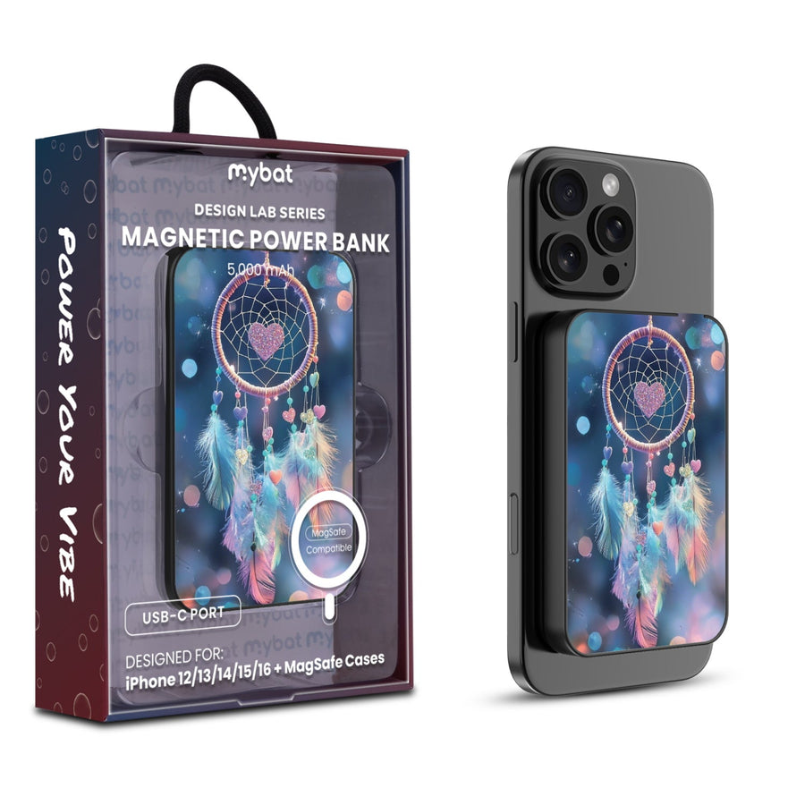 MyBat Design Lab 5000mAh Magnetic Wireless Power Bank - Black - Pastel Dreamcatcher
