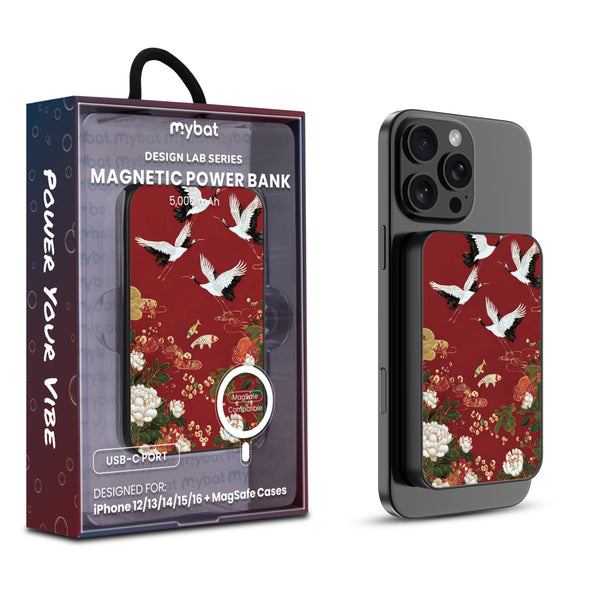 MyBat Design Lab 5000mAh Magnetic Wireless Power Bank - Black - Crane and Koi Fish - MPBBAT131-BK-391-1.jpg