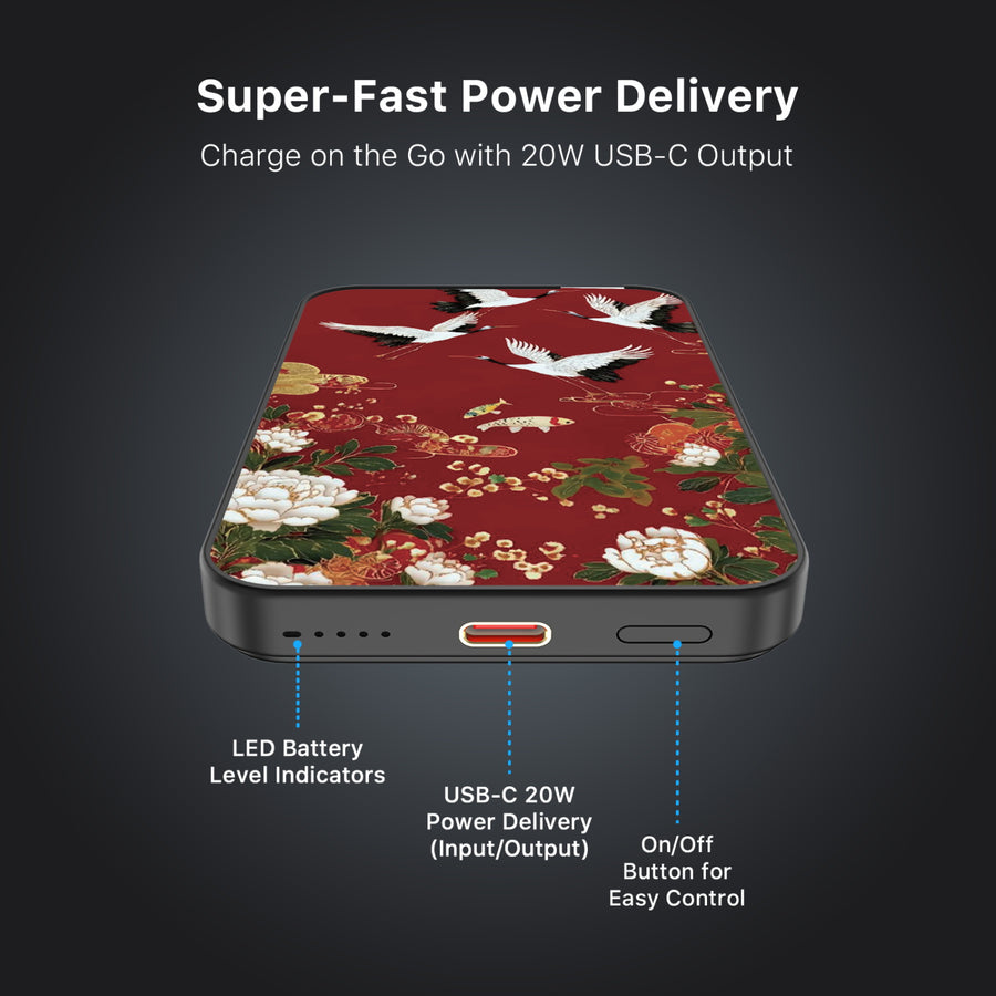 MyBat Design Lab 5000mAh Magnetic Wireless Power Bank - Black - Crane and Koi Fish - MPBBAT131-BK-391-7.jpg