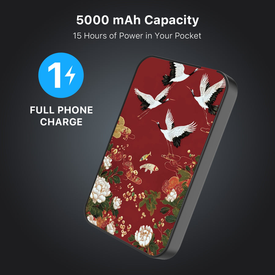 MyBat Design Lab 5000mAh Magnetic Wireless Power Bank - Black - Crane and Koi Fish - MPBBAT131-BK-391-8.jpg