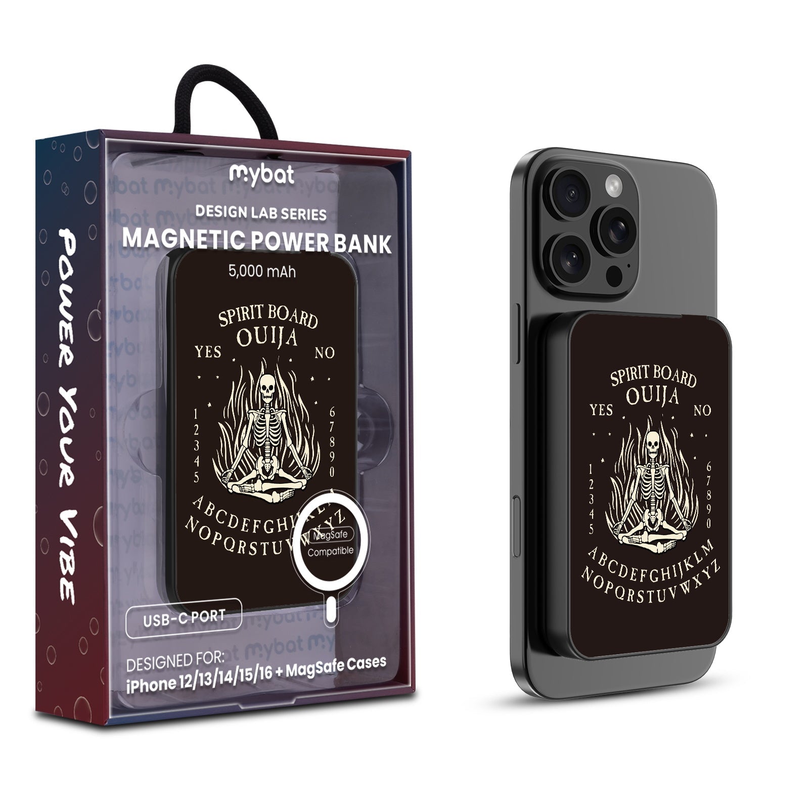 MyBat Design Lab 5000mAh Magnetic Wireless Power Bank - Black - Ouija