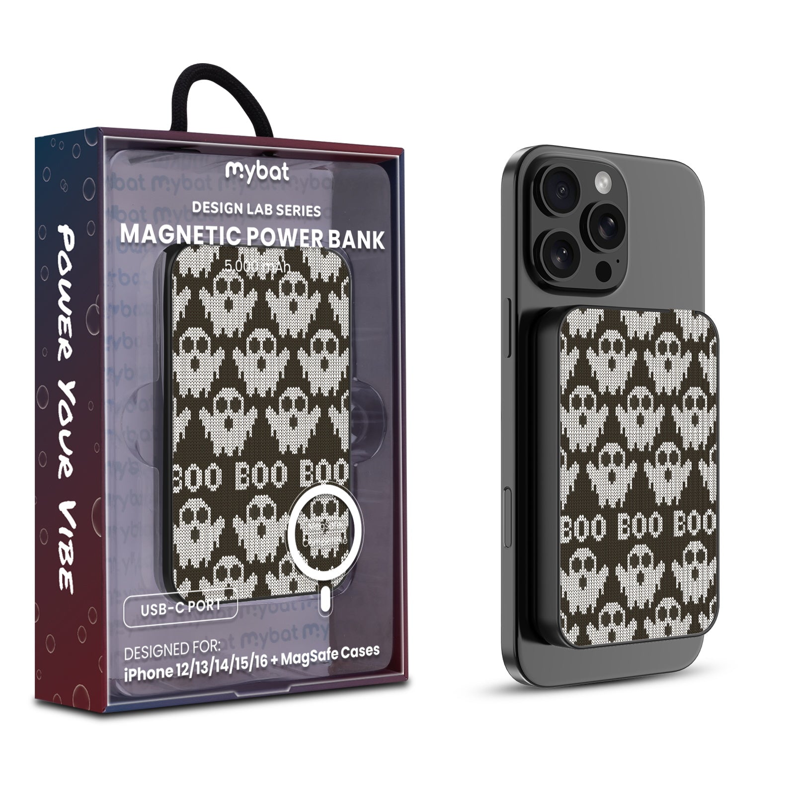 MyBat Design Lab 5000mAh Magnetic Wireless Power Bank - Black - Boo Who - MPBBAT131-BK-399-1.jpg
