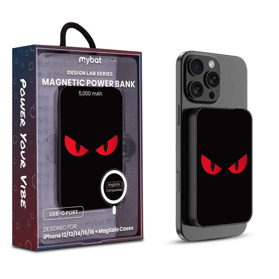 MyBat Design Lab 5000mAh Magnetic Wireless Power Bank - Black - Red Eyes