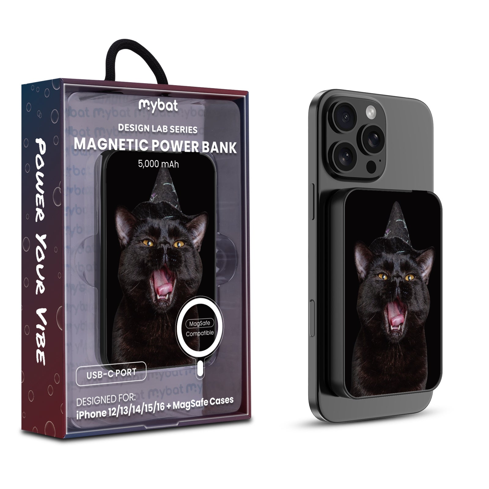 MyBat Design Lab 5000mAh Magnetic Wireless Power Bank - Black - Witch’s Cat - MPBBAT131-BK-403-1.jpg
