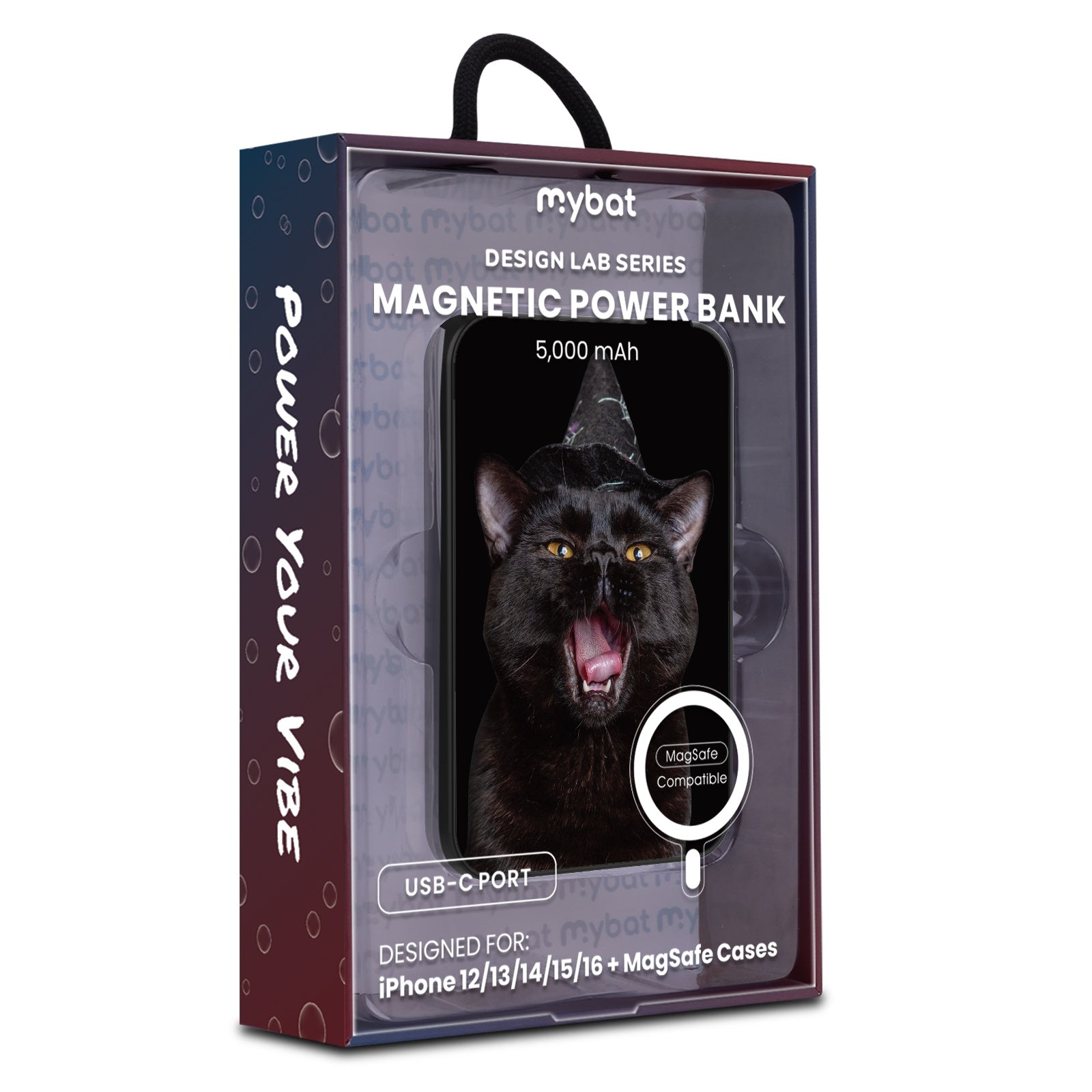 MyBat Design Lab 5000mAh Magnetic Wireless Power Bank - Black - Witch’s Cat