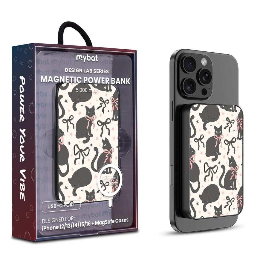 MyBat Design Lab 5000mAh Magnetic Wireless Power Bank - Black - Coquette Cat - MPBBAT131-BK-410-1.jpg