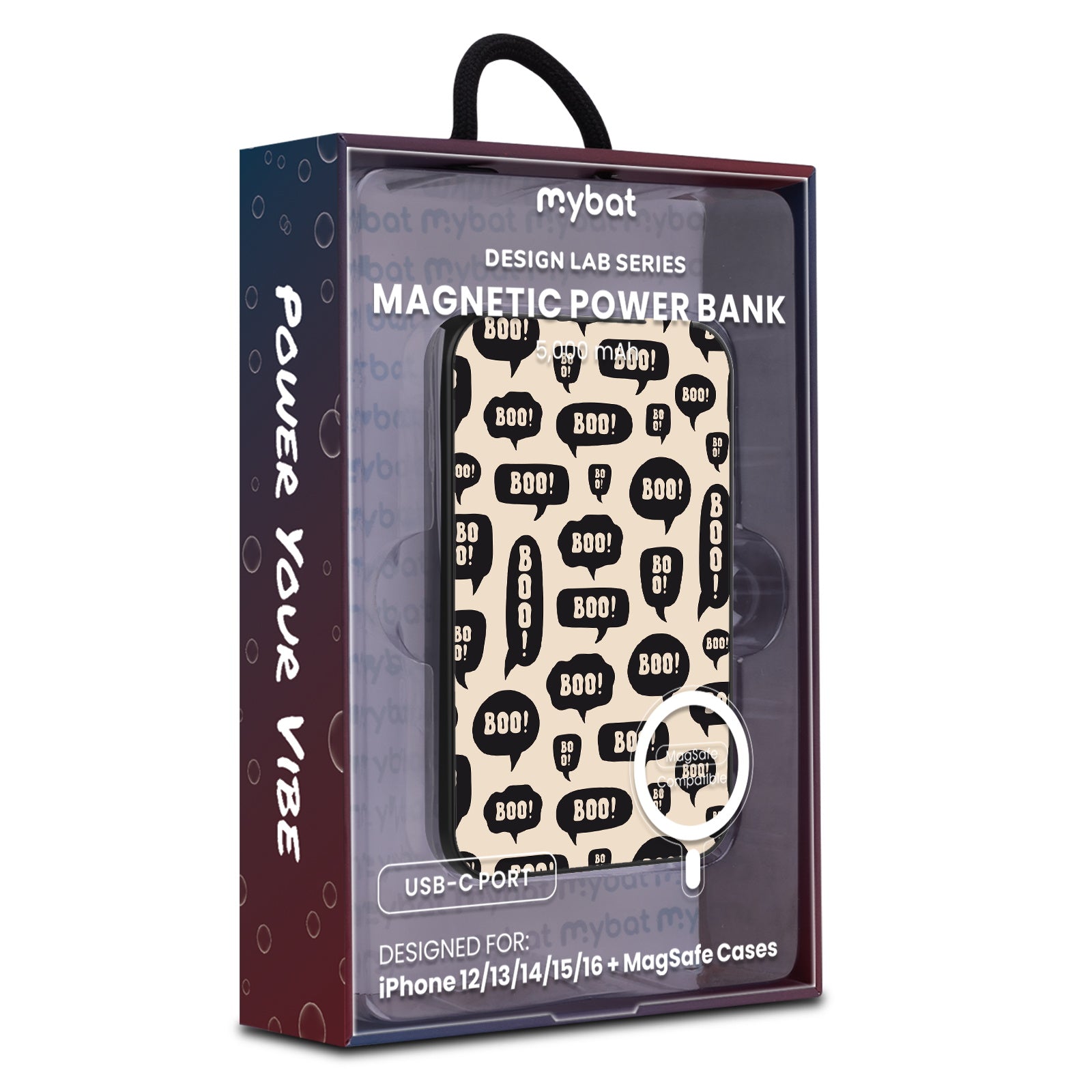 MyBat Design Lab 5000mAh Magnetic Wireless Power Bank - Black - Text Me Boo