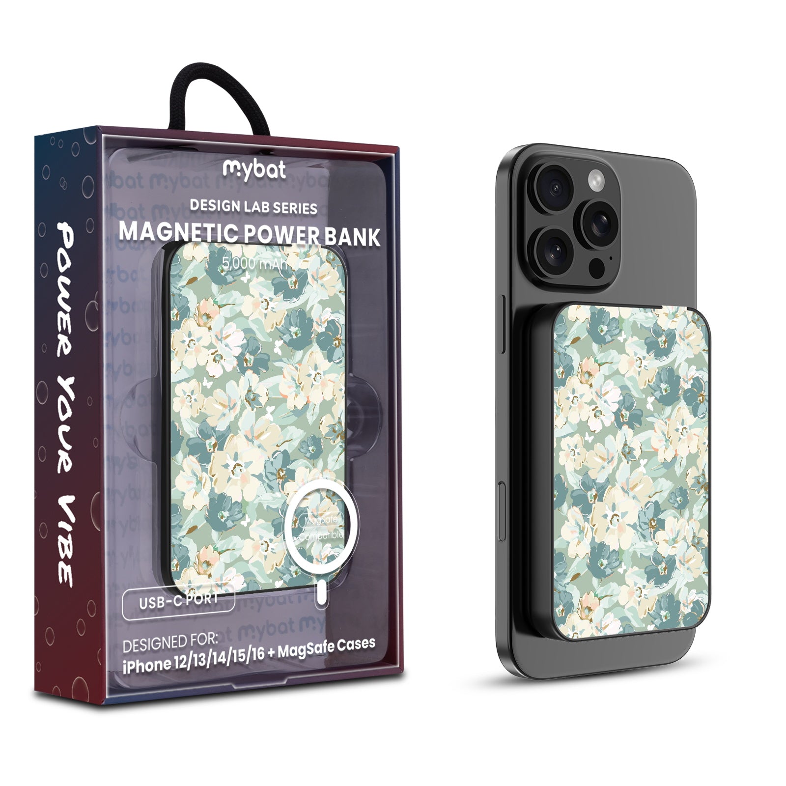 MyBat Design Lab 5000mAh Magnetic Wireless Power Bank - Black - Vintage Garden - MPBBAT131-BK-432-1.jpg