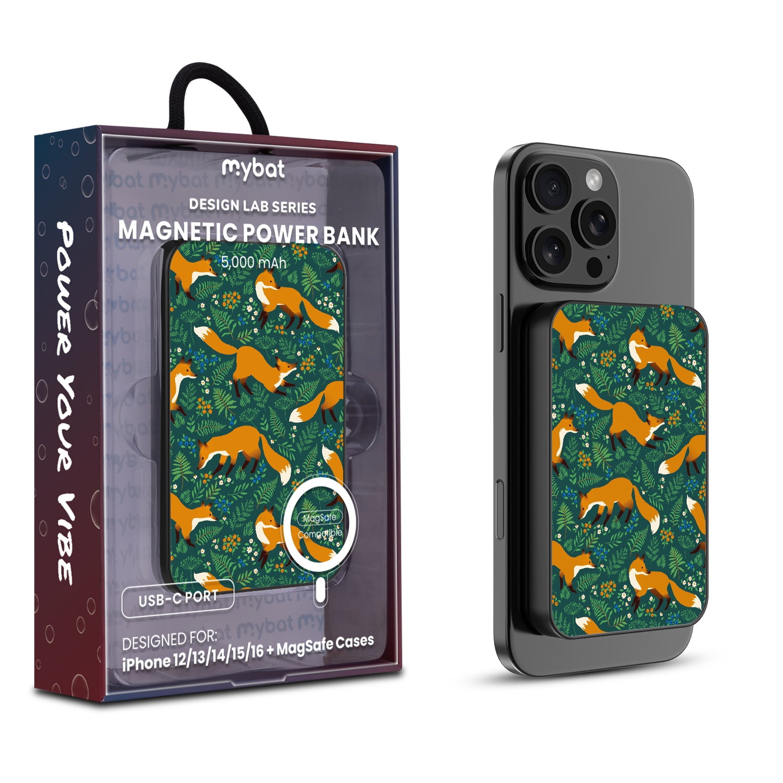 MyBat Design Lab 5000mAh Magnetic Wireless Power Bank - Black - Frolicking Fox - MPBBAT131-BK-443-1.jpg