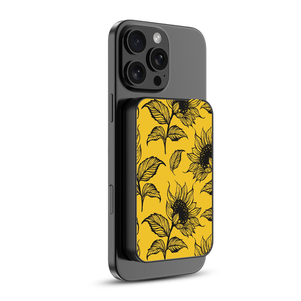 MyBat Design Lab 5000mAh Magnetic Wireless Power Bank - Black - Golden Sunflowers - MPBBAT131-BK-444-2.jpg