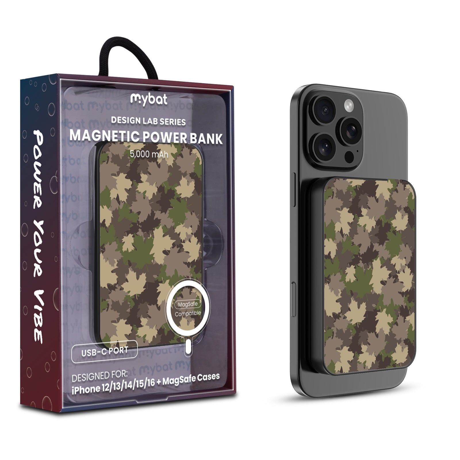 MyBat Design Lab 5000mAh Magnetic Wireless Power Bank - Black - Leaf Camo - MPBBAT131-BK-445-1.jpg