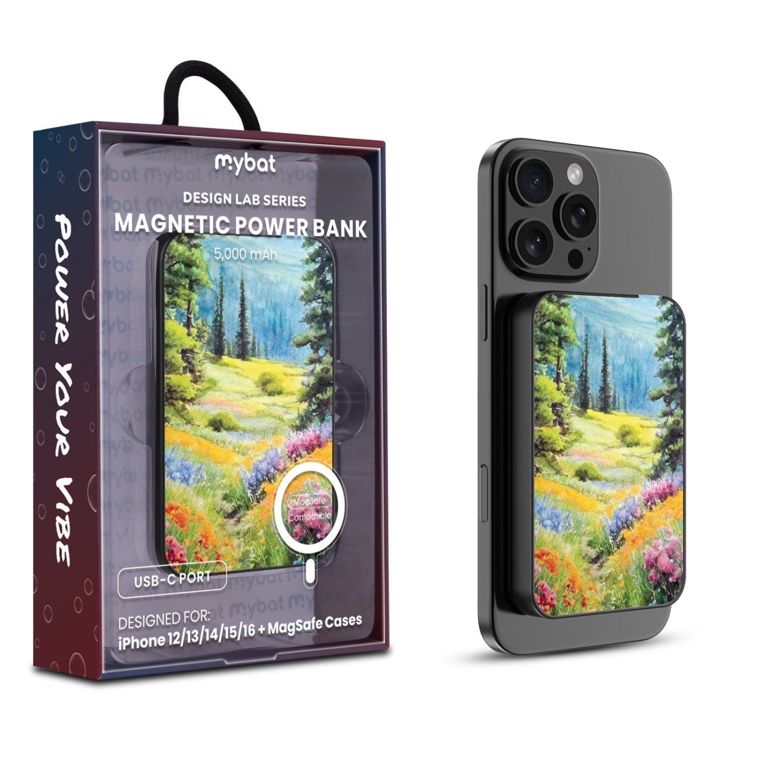 MyBat Design Lab 5000mAh Magnetic Wireless Power Bank - Black - Nature's Canvas