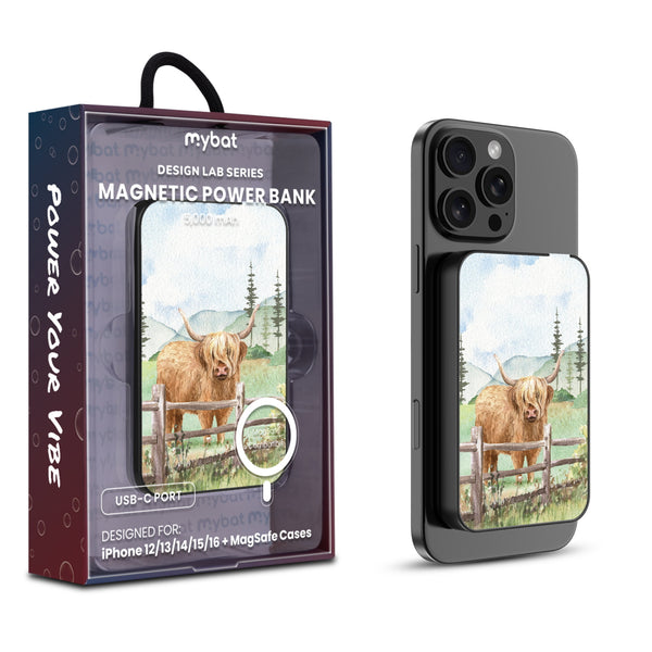 MyBat Design Lab 5000mAh Magnetic Wireless Power Bank - Black - Highland Cow - MPBBAT131-BK-470-1.jpg