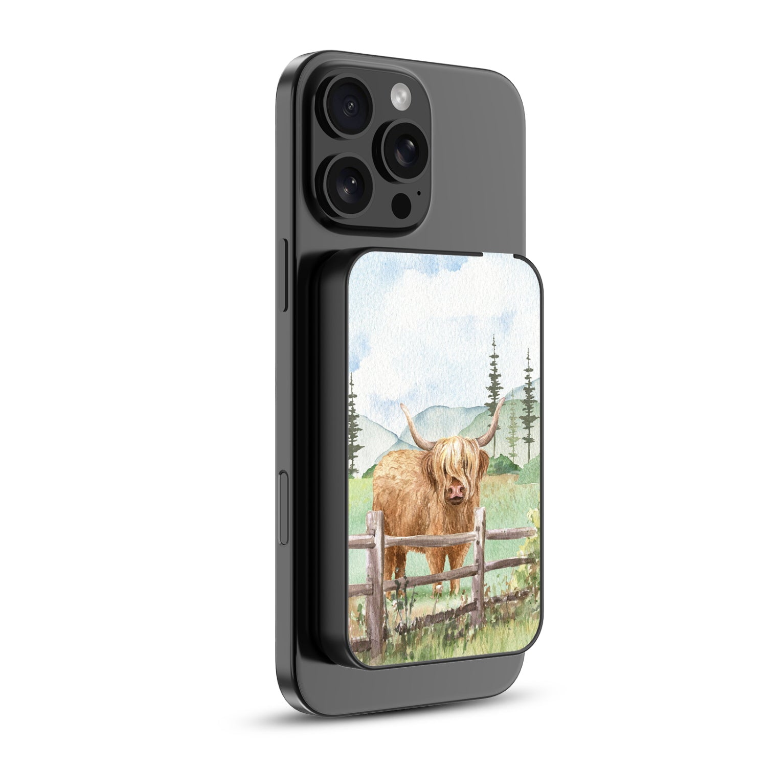 MyBat Design Lab 5000mAh Magnetic Wireless Power Bank - Black - Highland Cow - MPBBAT131-BK-470-2.jpg