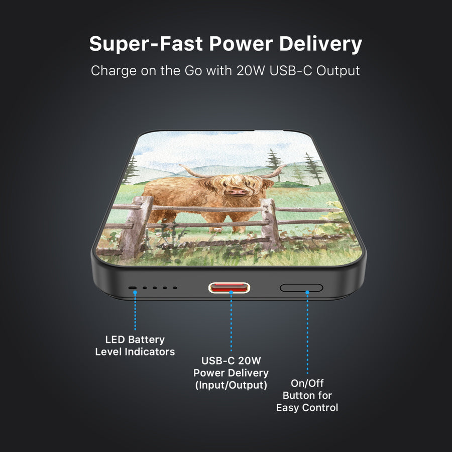 MyBat Design Lab 5000mAh Magnetic Wireless Power Bank - Black - Highland Cow - MPBBAT131-BK-470-7.jpg