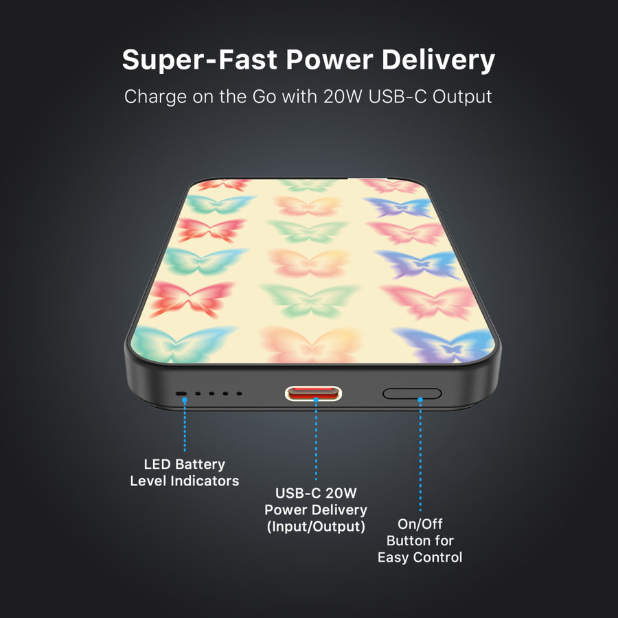 MyBat Design Lab 5000mAh Magnetic Wireless Power Bank - Black - Technicolor Butterflies - MPBBAT131-BK-487-7.jpg