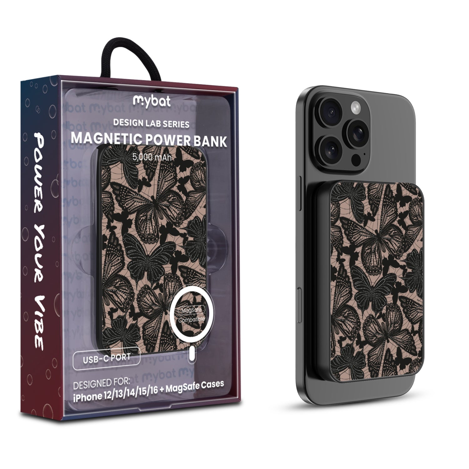 MyBat Design Lab 5000mAh Magnetic Wireless Power Bank - Black - Midnight Monarch - MPBBAT131-BK-488-1.jpg