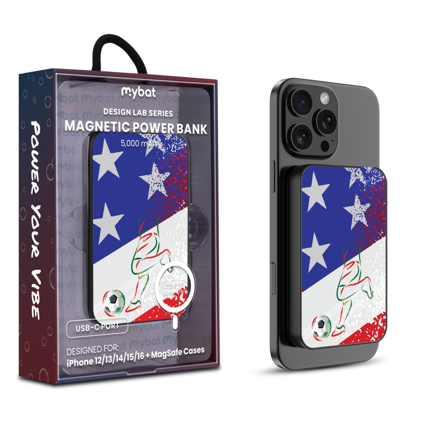 MyBat Design Lab 5000mAh Magnetic Wireless Power Bank - Black – USA Soccer - MPBBAT131-BK-505-1.jpg