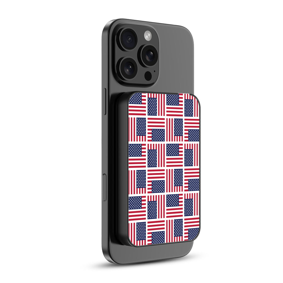 MyBat Design Lab 5000mAh Magnetic Wireless Power Bank - Black – Flag Patchwork - MPBBAT131-BK-519-1.JPG