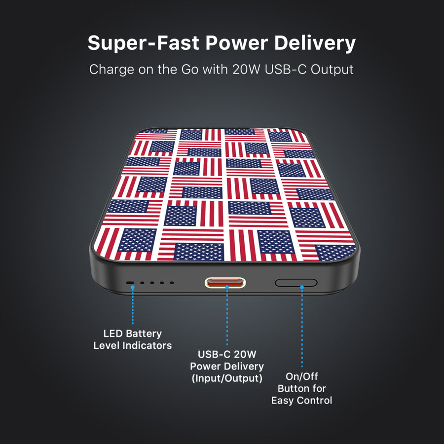 MyBat Design Lab 5000mAh Magnetic Wireless Power Bank - Black – Flag Patchwork - MPBBAT131-BK-519-6.JPG