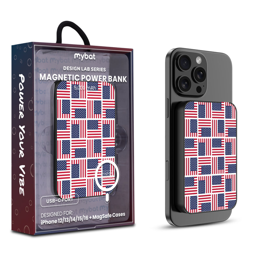 MyBat Design Lab 5000mAh Magnetic Wireless Power Bank - Black – Flag Patchwork - MPBBAT131-BK-519.JPG
