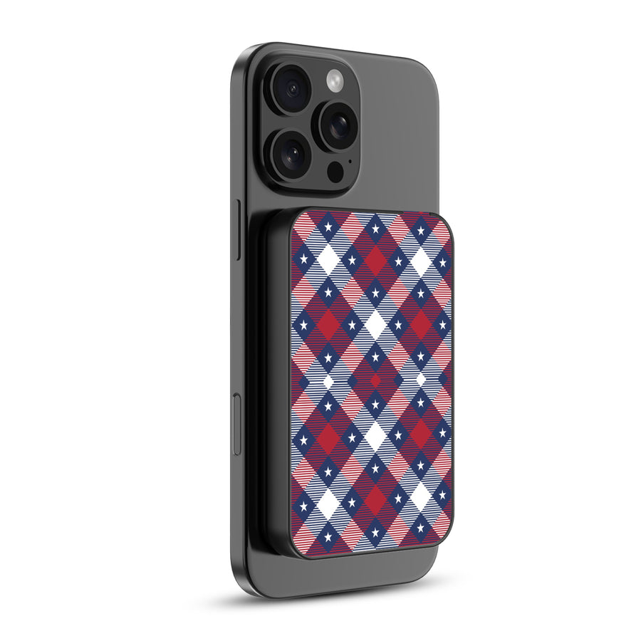 MyBat Design Lab 5000mAh Magnetic Wireless Power Bank - Black – Americana Plaid - MPBBAT131-BK-523-1.JPG