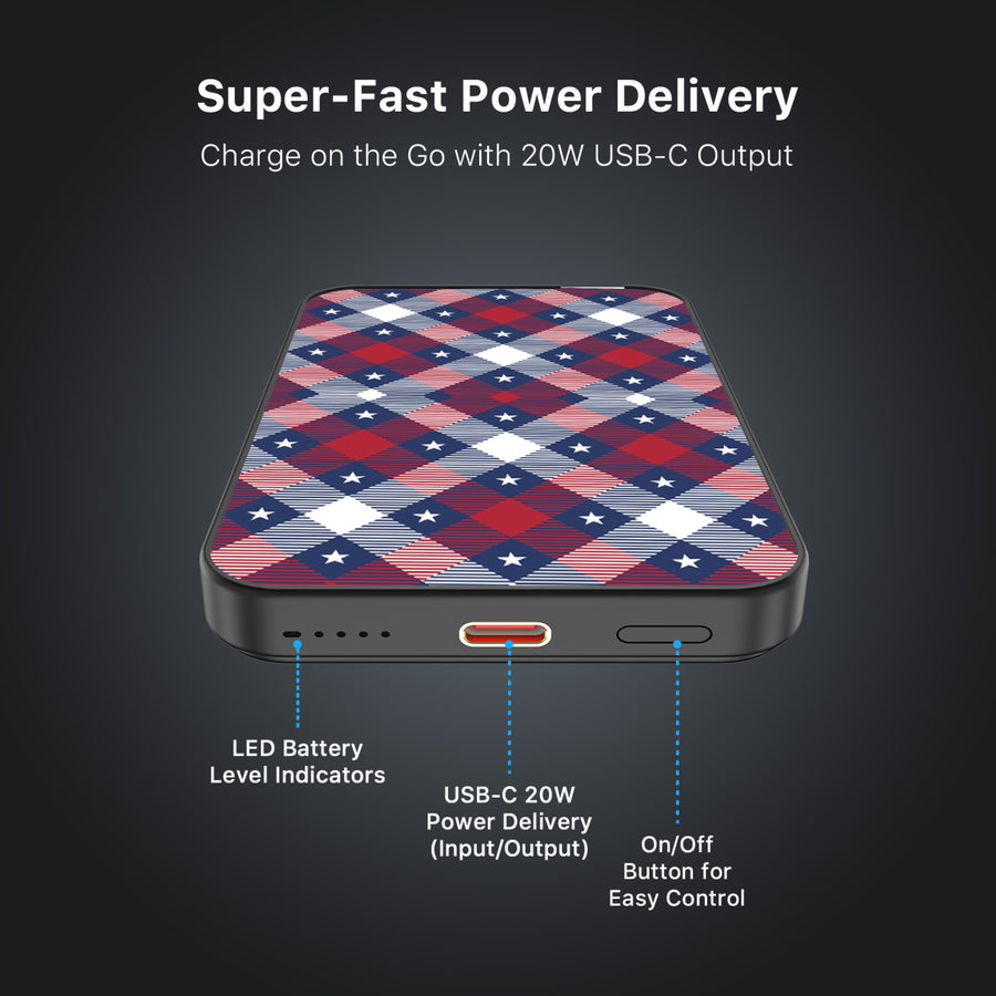 MyBat Design Lab 5000mAh Magnetic Wireless Power Bank - Black – Americana Plaid - MPBBAT131-BK-523-6.JPG