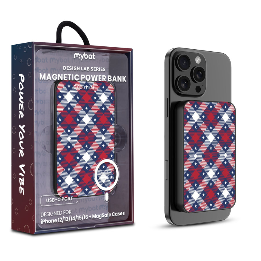 MyBat Design Lab 5000mAh Magnetic Wireless Power Bank - Black – Americana Plaid - MPBBAT131-BK-523.JPG
