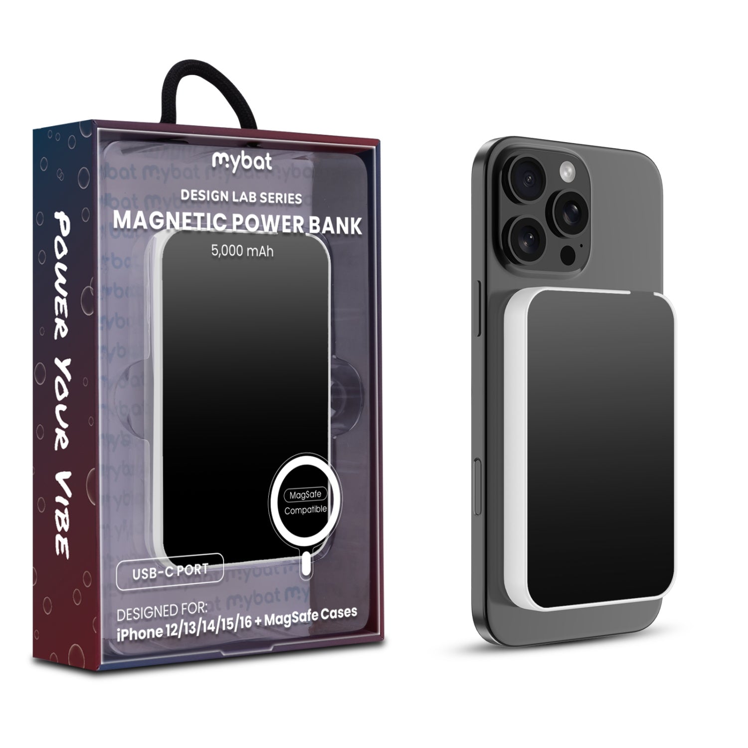 MyBat Design Lab 5000mAh Magnetic Wireless Power Bank - White / Black