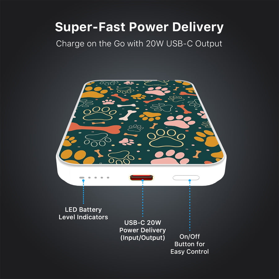 MyBat Design Lab 5000mAh Magnetic Wireless Power Bank - White - Paw Prints & Bones - MPBBAT132-WH-003-7.jpg