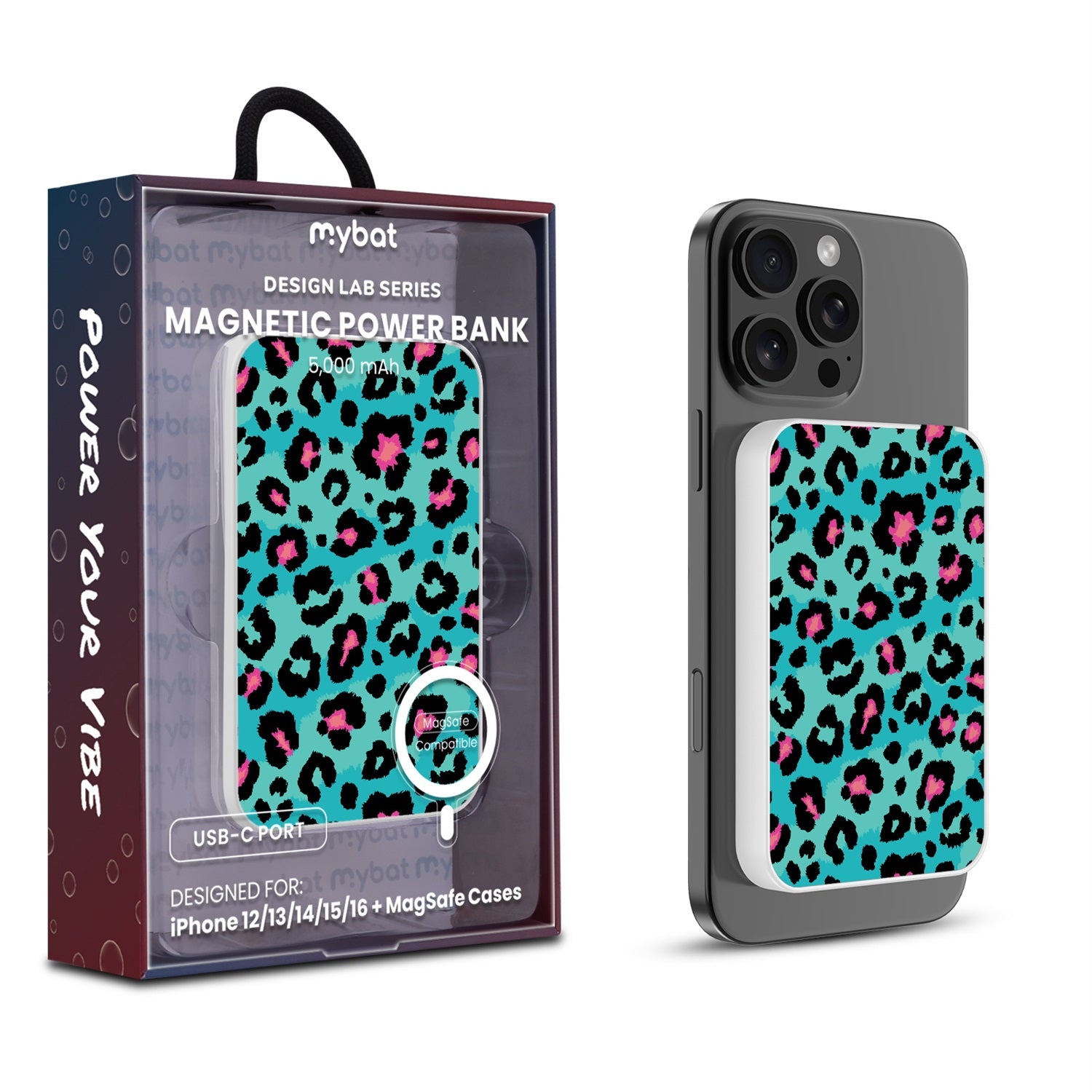 MyBat Design Lab 5000mAh Magnetic Wireless Power Bank - White - Multicolor Leopard - MPBBAT132-WH-004-1.jpg