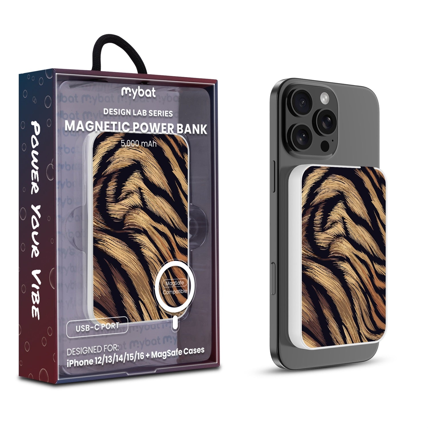 MyBat Design Lab 5000mAh Magnetic Wireless Power Bank - White - Tiger Fur - MPBBAT132-WH-006-1.jpg