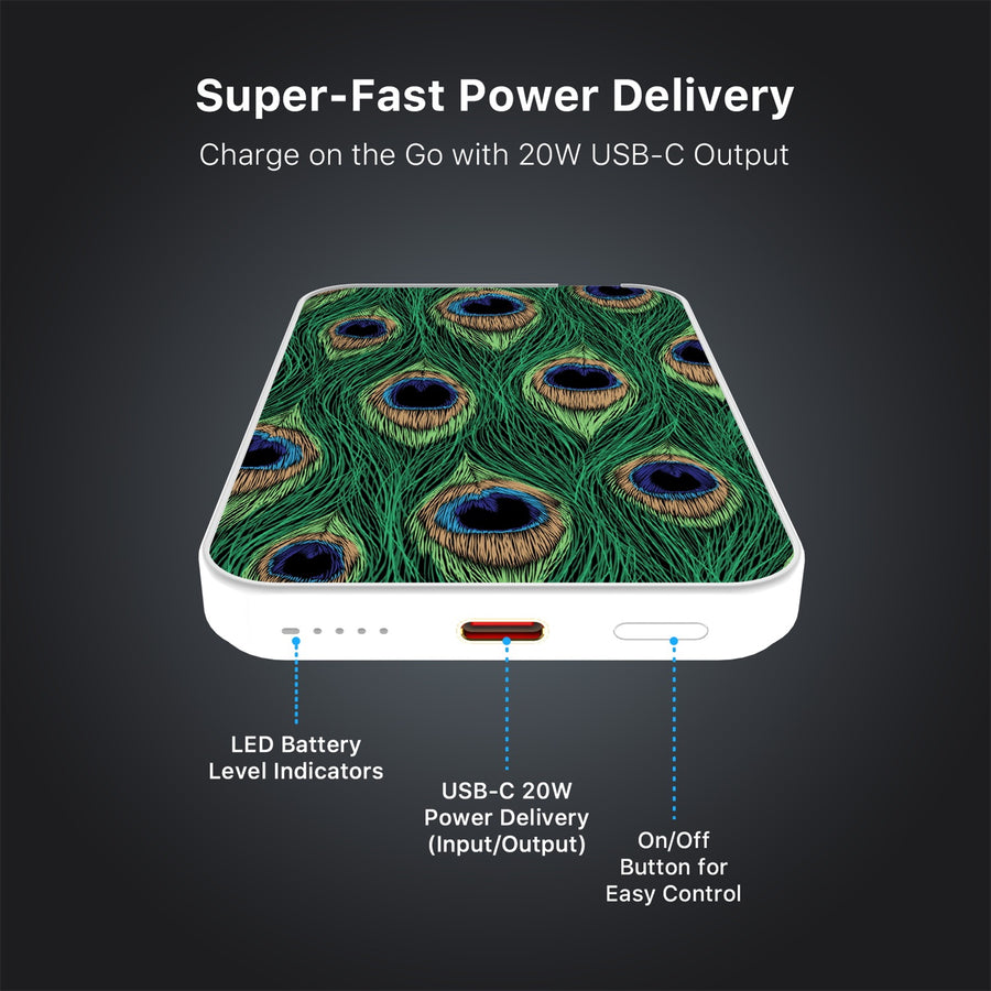 MyBat Design Lab 5000mAh Magnetic Wireless Power Bank - White - Peacock Feathers - MPBBAT132-WH-018-7.jpg