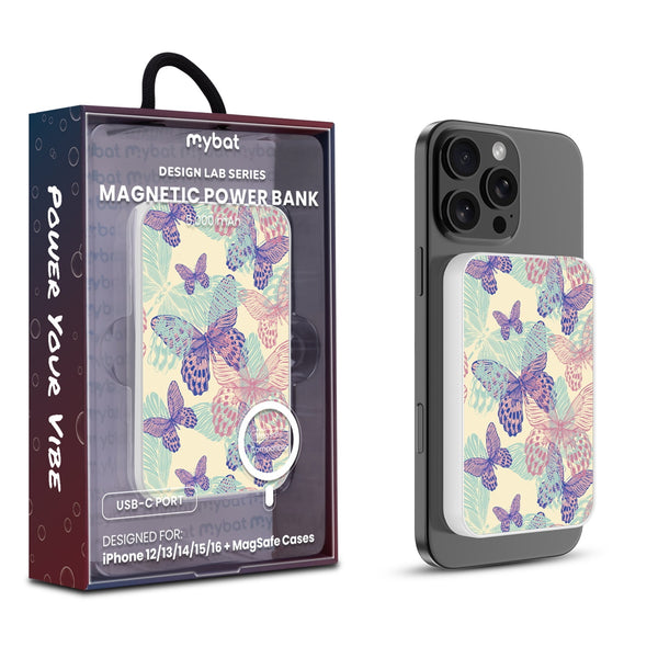 MyBat Design Lab 5000mAh Magnetic Wireless Power Bank - White - Butterflies - MPBBAT132-WH-019-1.jpg