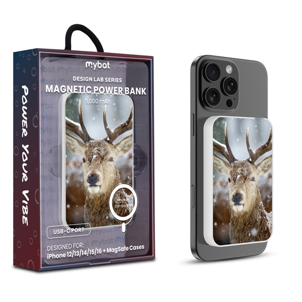 MyBat Design Lab 5000mAh Magnetic Wireless Power Bank - White - Deer in Winter - MPBBAT132-WH-024-1.jpg