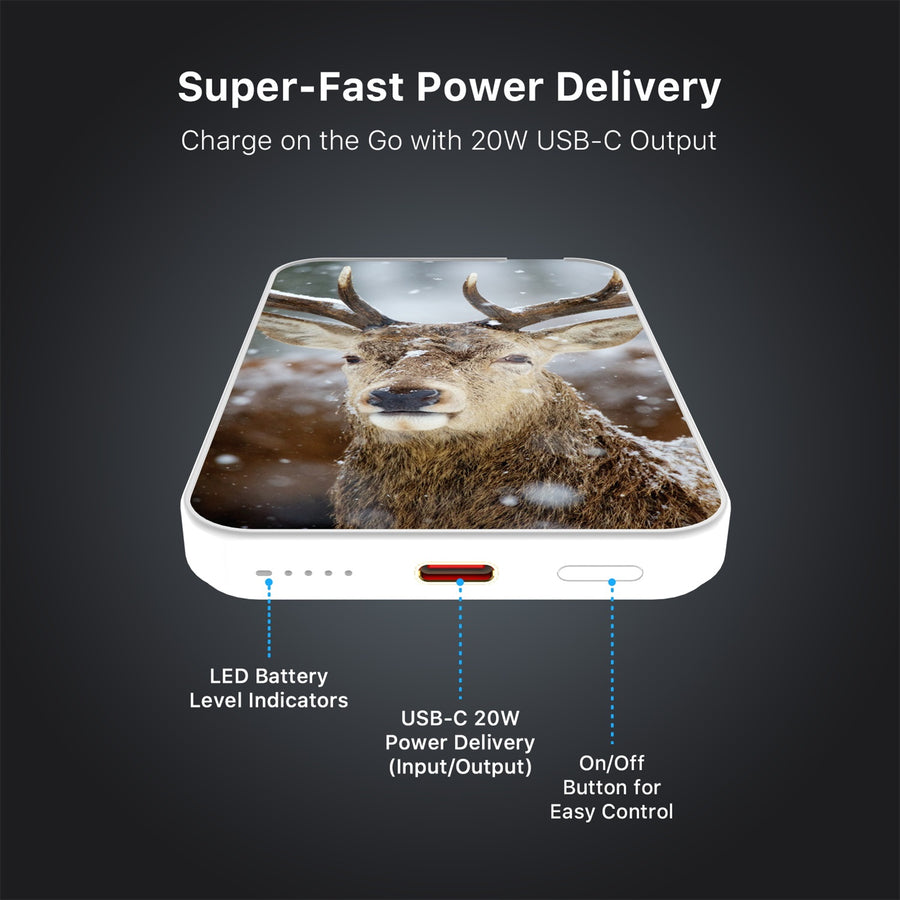 MyBat Design Lab 5000mAh Magnetic Wireless Power Bank - White - Deer in Winter - MPBBAT132-WH-024-7.jpg