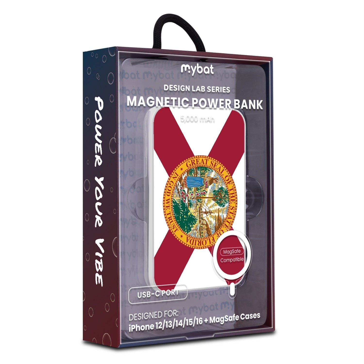 MyBat Design Lab 5000mAh Magnetic Wireless Power Bank - White - Florida State Flag