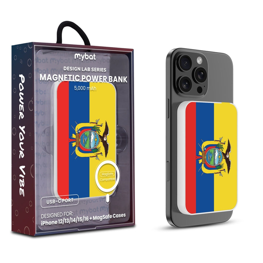 MyBat Design Lab 5000mAh Magnetic Wireless Power Bank - White - Ecuadorean Flag