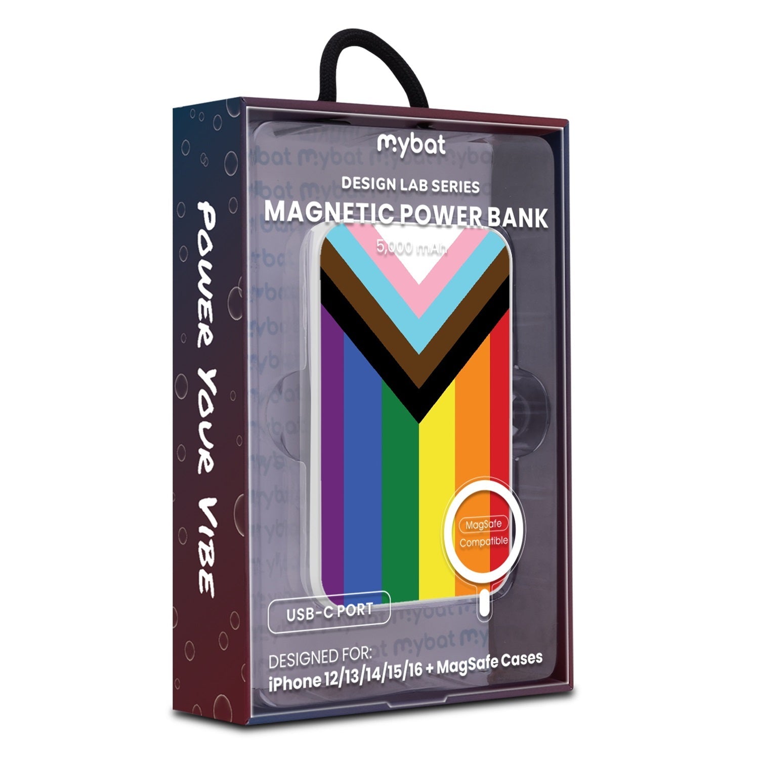 MyBat Design Lab 5000mAh Magnetic Wireless Power Bank - White - LGBTQ+ Flag