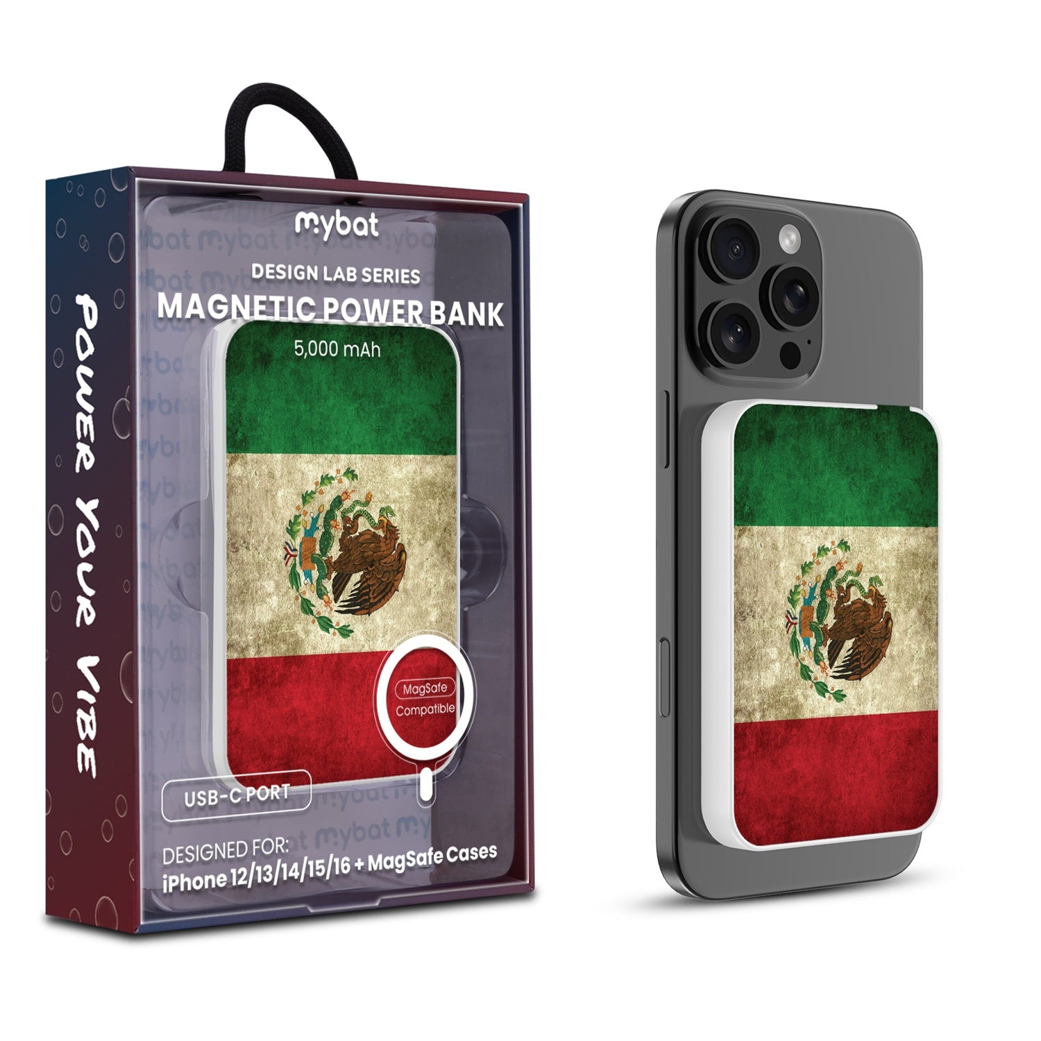 MyBat Design Lab 5000mAh Magnetic Wireless Power Bank - White - Mexican Flag - MPBBAT132-WH-046-1.jpg