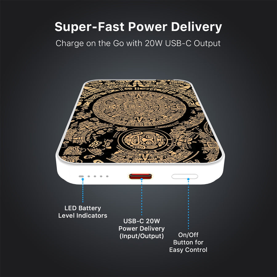 MyBat Design Lab 5000mAh Magnetic Wireless Power Bank - White - Mayan Calendar - MPBBAT132-WH-052-7.jpg