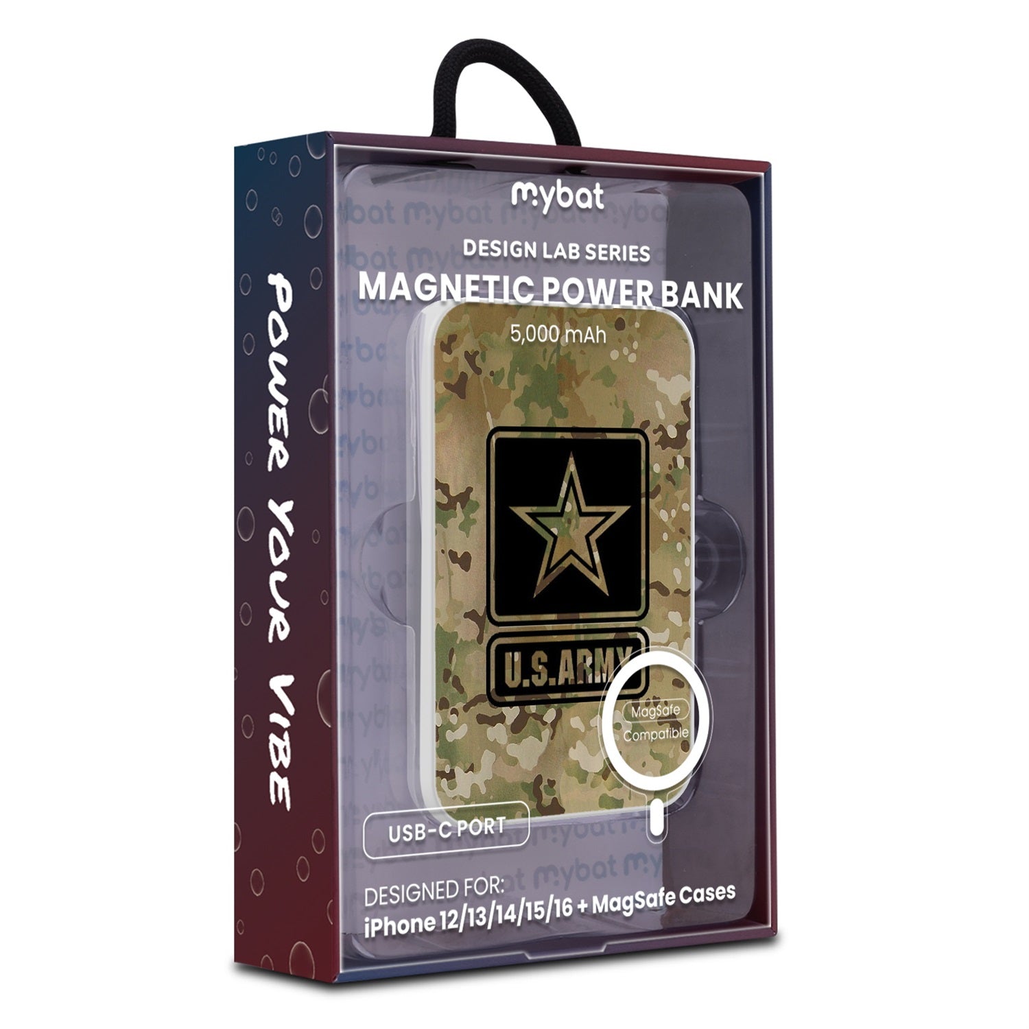 MyBat Design Lab 5000mAh Magnetic Wireless Power Bank - White - U.S. Army