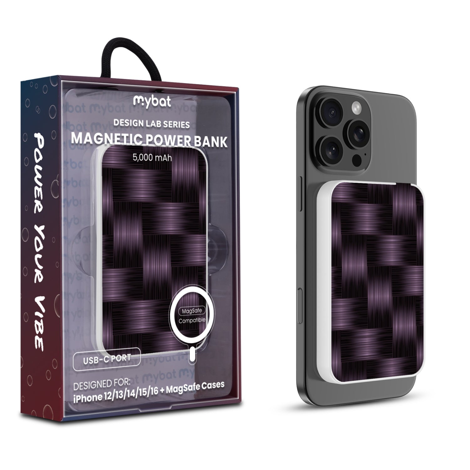 MyBat Design Lab 5000mAh Magnetic Wireless Power Bank - White - Woven Carbon Fiber - MPBBAT132-WH-085-1.jpg