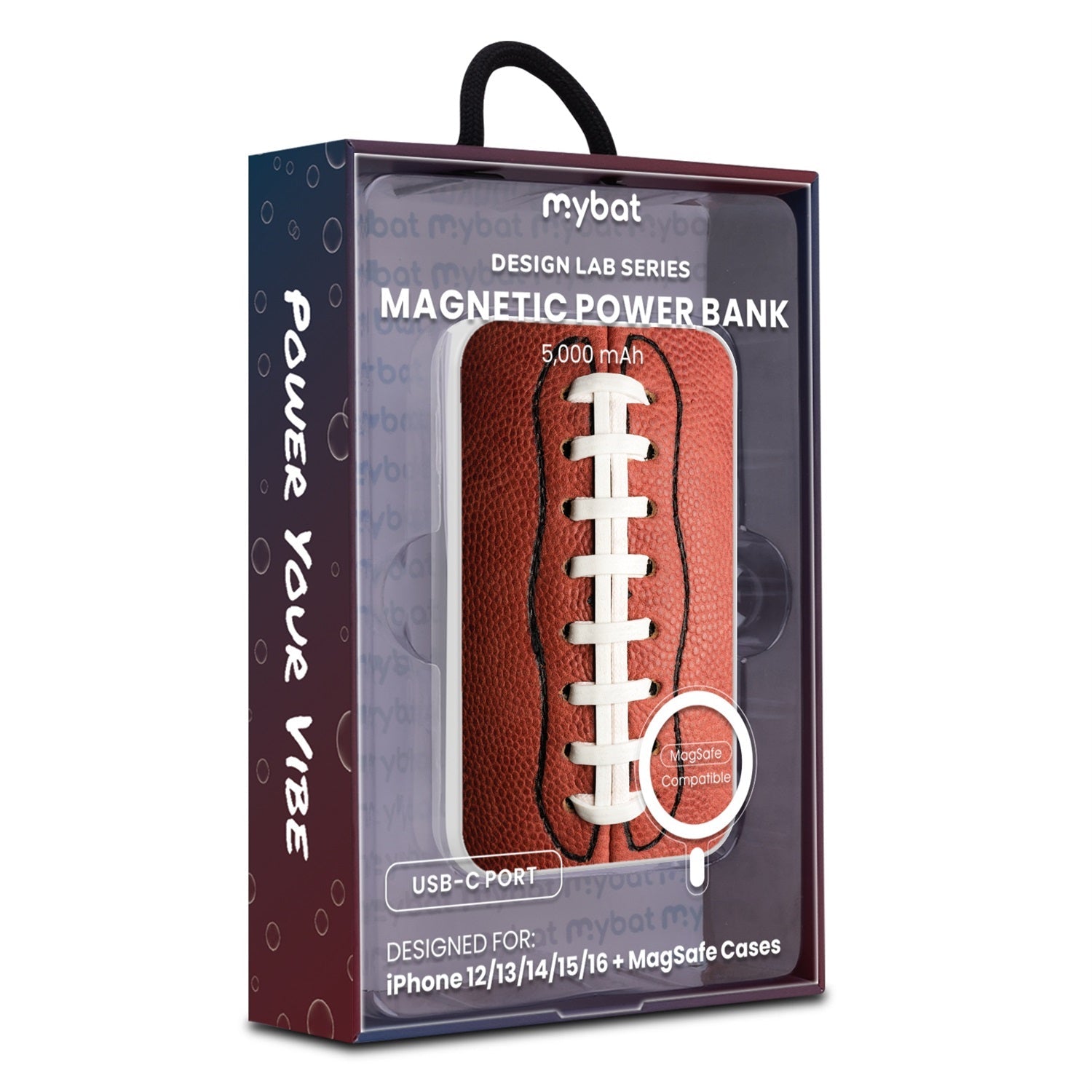 MyBat Design Lab 5000mAh Magnetic Wireless Power Bank - White - Football