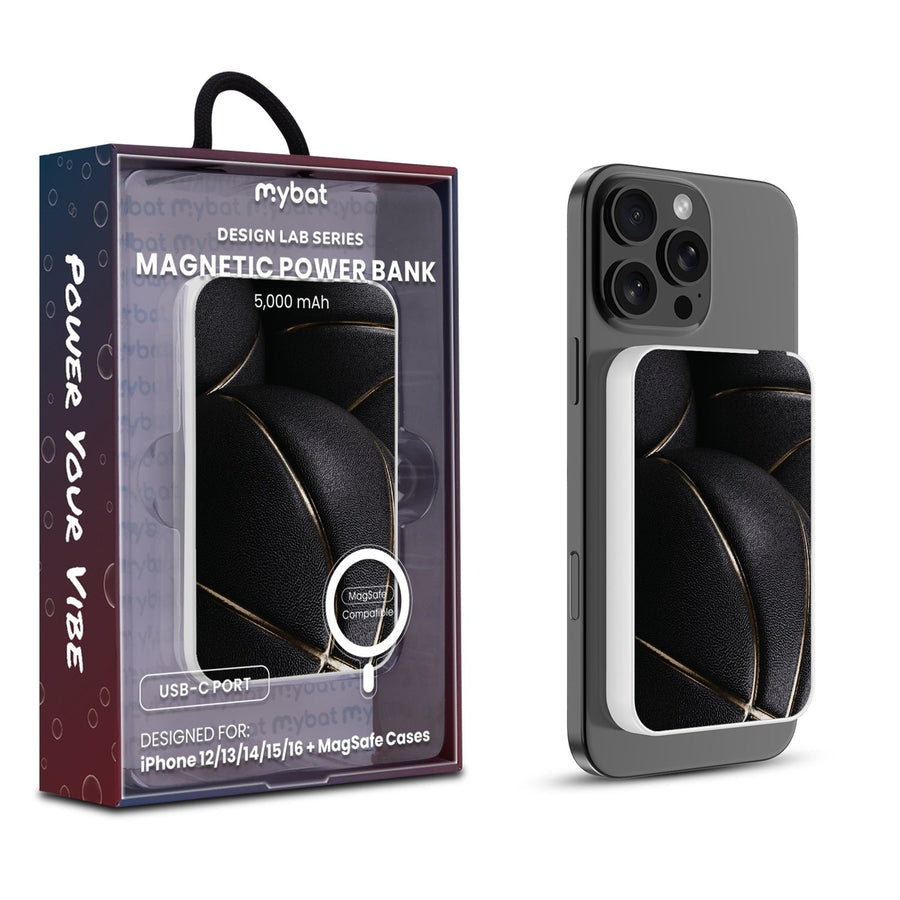 MyBat Design Lab 5000mAh Magnetic Wireless Power Bank - White - Black Basketballs